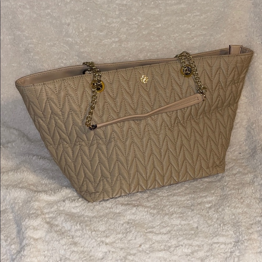 Ann Taylor chevron stitched fabric handbag